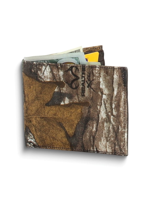 Brown RealTree Fabric and Leather RFID Blocking Bifold Wallet