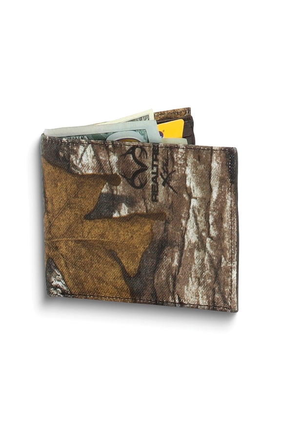 Brown RealTree Fabric and Leather RFID Blocking Bifold Wallet