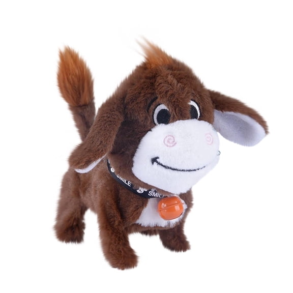 Brown Realistic Electric Donkey Toy 100%Polyester Plush Braying Walking Interactive Pet