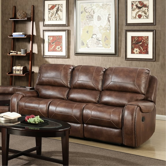 Brown Reclining With Cup Holder And - Medium-firm Seat & Gliding Recline Nailhead In Port Thick Cushions For Relaxation