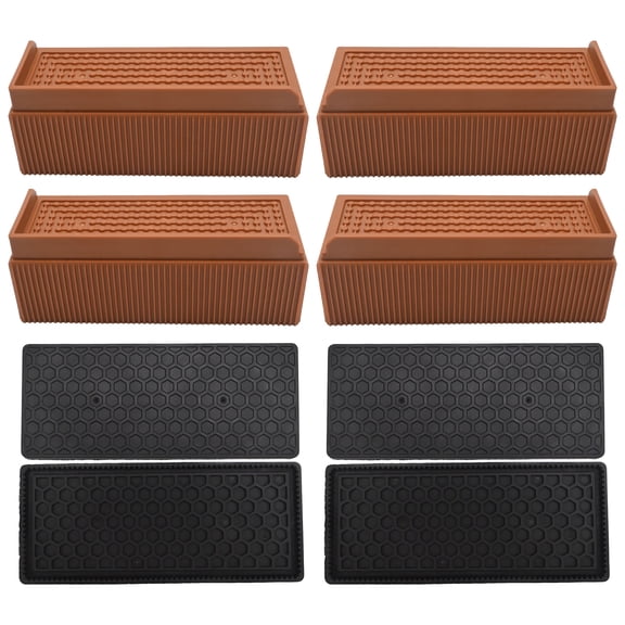 4 Pack Bed Risers Rectangular L-Shape Stackable, Adjustable 1.5/3 Inch Heavy Duty Bed Furniture Elevators, Supports Up to 1100 Lbs Anti-Shift Raising Blocks for Bed Sofa Desk Table