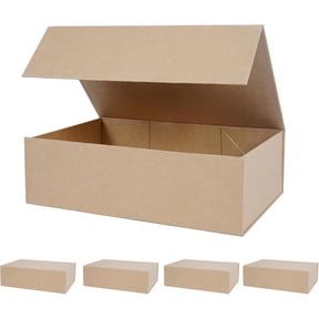 Brown Rectangular Gift Box with Magnetic Closure, 13.8 x 9 x 4.3 Inches, Collapsible, 5 Count