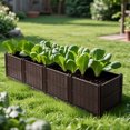 Brown Rectangular Plastic Planter Box Indoor Outdoor Planting Kit for ...