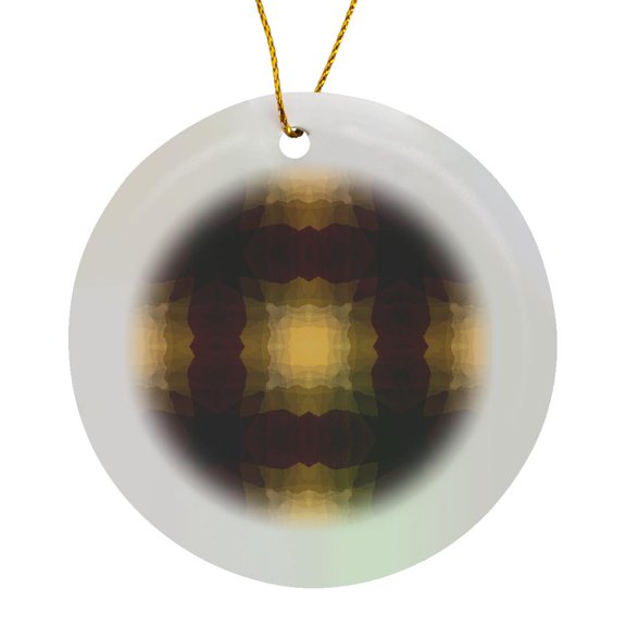 3drose, Brown, Red, and Yellow Abstract., Circle Porcelain Ornament