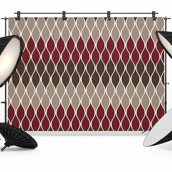 Brown Red Backdrop for Photography, Geometric Medieval Photo Backdrop Portrait Background Party Banner Photo Backgrounds for Studio Booth Props, 7x5ft