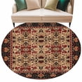 thumbnail image 1 of Brown Red Boho Large Area Rugs for Bedroom Living Room, Soft Non Slip Carpet Bedside Rug, Vintage Geometric Abstract Art Round Floor Cover Kitchen Accent Rug 6' for Dining Room/Office, 1 of 9