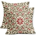 thumbnail image 1 of Brown Red Boho Pillow Covers 16 X Inch Bohemian Ethnic Carpet Style Vintage Flower Print Decorative Throw Pillows Outdoor Linen Square Cushion Case Farmhouse Decor Set of 2, 1 of 6