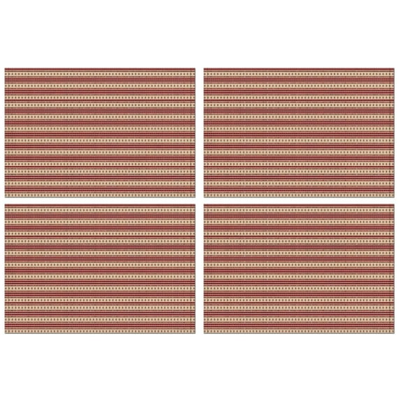 Brown and Red Christmas Striped Pattern Summer Placemats Table Placemats Set Of 4-Linen Kitchen Washable Placemats Table Mats 11.8"x17.7" Non-Slip Heat Resistant