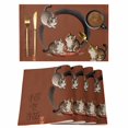thumbnail image 1 of Brown Red Cute Cat Placemats Set of 8, Modern Art Placemats for Dining Table, Place Mats for Kitchen Tabletop, Waterproof Wipeable Dining Table Mats Set, 1 of 9