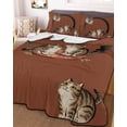thumbnail image 1 of Brown Red Cute Cat Twin XL Size Down Alternative Comforter, Lightweight Comforter Quilt Bedding Set with Pillow Shams Modern Art All Seasons Bed Comforter Duvet Insert 68"x98", 1 of 7