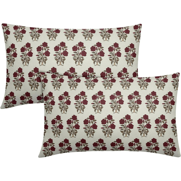 Flower Block Print Throw Pillows | Round Flower Block Print Throw Pillows | Round