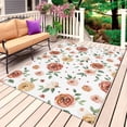 thumbnail image 1 of Brown Red Flowers Outdoor Rug for Patio/Deck/Porch, Non-Slip Large Area Rug 5 x 7 Ft, Rustic Botanical Floral Leaves Plants Indoor Outdoor Rugs Washable Area Rugs, Camping Rug Carpet Runner, 1 of 8