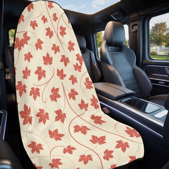 Brown Red Maple Leaf Car Seat Cover Towel 1 Pack, Fall Leaves Beige ...