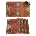 thumbnail image 1 of Brown Red Placemats Set of 4, Vintage Boho Ethnic Geometric Abstract Art Placemats for Dining Table, Place Mats for Kitchen Tabletop, Waterproof Wipeable Dining Table Mats Set, 1 of 9