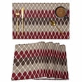thumbnail image 1 of Brown Red Placemats Set of 8, Geometric Non-Slip Place Mats Washable Table Mats for Kitchen Dining Table Decorations Indoor/Outdoor, 1 of 9