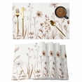 thumbnail image 1 of Brown Red Spring Floral Placemats Set of 4, Summer Flowers Botanical Elegant Placemats for Dining Table, Place Mats for Kitchen Tabletop, Waterproof Wipeable Dining Table Mats Set, 1 of 9