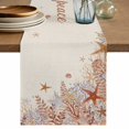 thumbnail image 1 of Brown Red Starfish Coastal Table Runner 72 Inches, Nautical Coral Ocean Summer Bed Runner Dresser Scarves Tabletop for Indoor Outdoor Parties/Ceremony/Banquet, 16" x 72", 1 of 9
