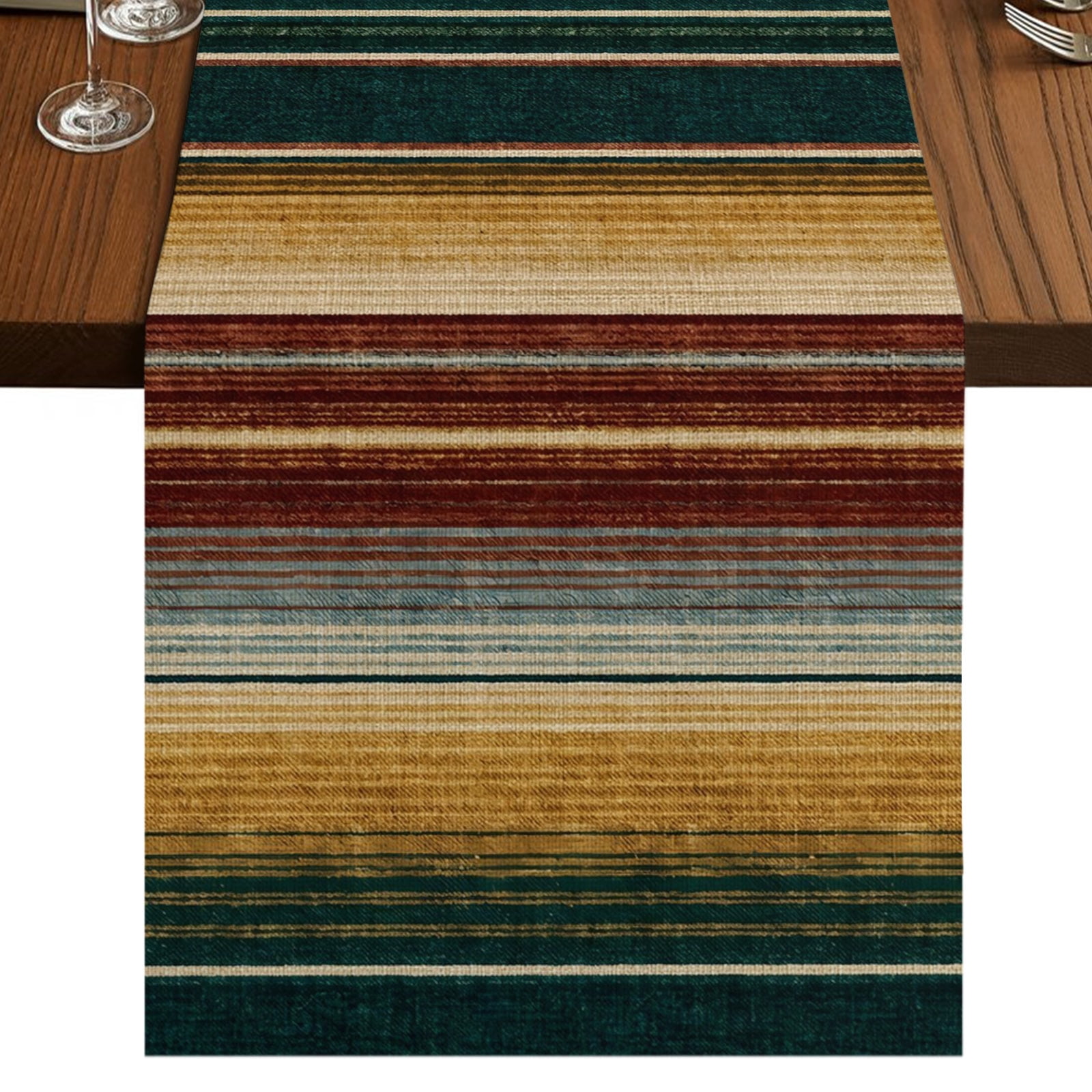 Brown Red Stripe Burlap Cotton Table Runner 13x72 Inches Long, Modern ...