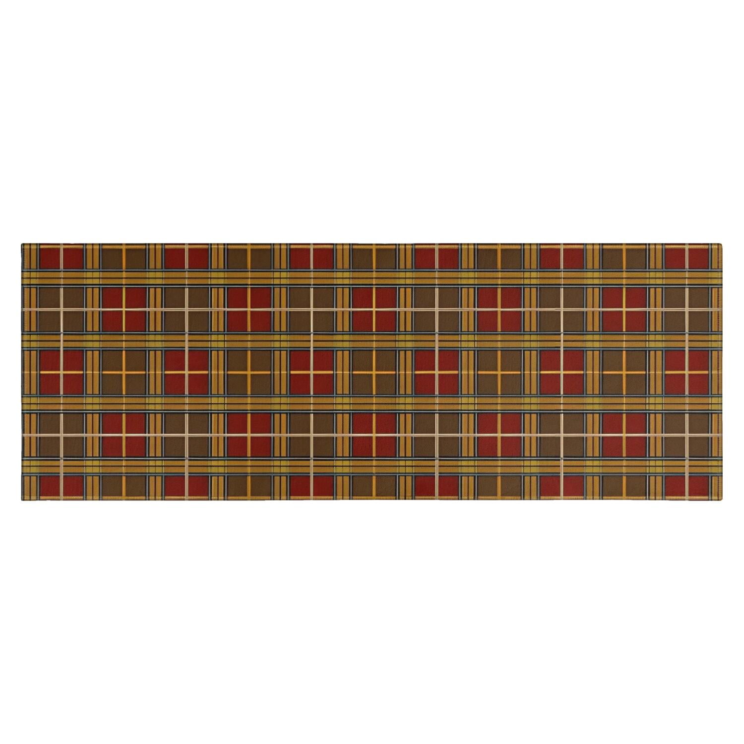 Brown Red Yellow Plaid Checkered Pattern Kitchen Rug Mat,Kitchen Runner ...