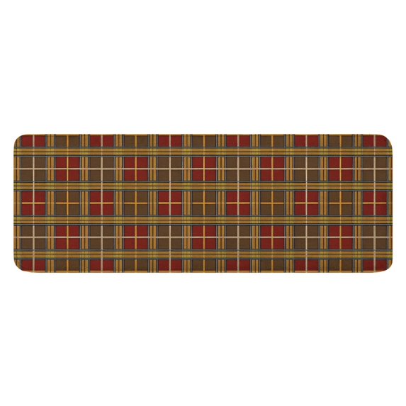 Brown Red Yellow Plaid Checkered Pattern Kitchen Rug Mat,Kitchen Runner Rugs Non Skid Washable,Decorative Kitchen Floor Mats for Kitchen,Sink,Laundry,17"x47.2"