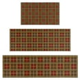 thumbnail image 1 of Brown Red Yellow Plaid Checkered Pattern Kitchen Rugs Sets Of 3,Kitchen Runner Rugs Non Skid Washable,Decorative Kitchen Floor Mats for Kitchen,Sink,Laundry,17"x30"+ 17"x47" + 17"x59", 1 of 6