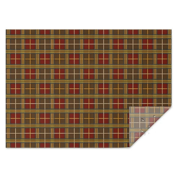 Brown Red Yellow Plaid Checkered Pattern Rectangle Tablecloth 60"x84",Waterproof Polyester Rectangle Table Cloth, Wipeable Spillproof Polyester Tablecloth for Dining, Camping, Indoor and Outdoor