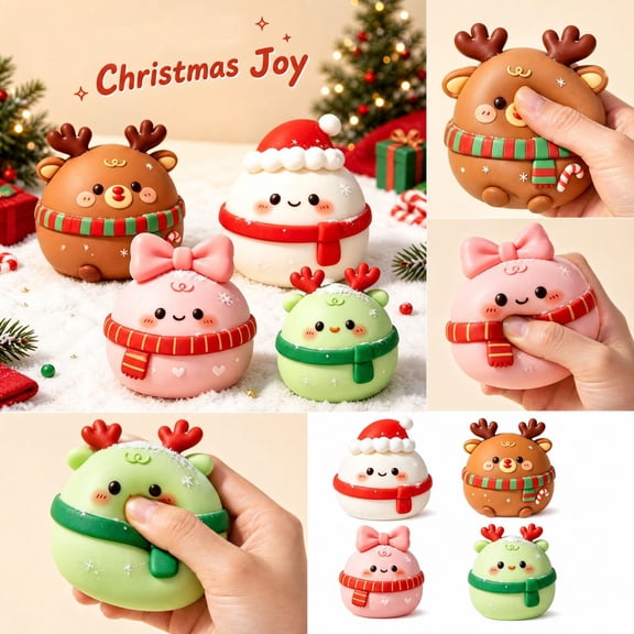Brown Reindeer Mochi Squishy Toy with Slow Rising Flour-Filled Material, Chocolate Antler Design, for Kids and Adults, Relaxation Toy