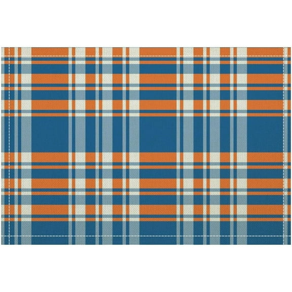 Brown Retro Gingham Placemats,Geometric Gingham Place Mats for Dining/Kitchen Table Waterproof Washable Linen Heat Insulation Dinner Table Mats 12x18 in 4 PCS