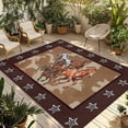 thumbnail image 1 of Brown Retro Horse Outdoor Rug for Patio/Deck/Porch, Non-Slip Large Area Rug 5 x 8 Ft, Vintage Western Stars Country Indoor Outdoor Rugs Washable Area Rugs, Reversible Camping Rug Carpet Runner, 1 of 8
