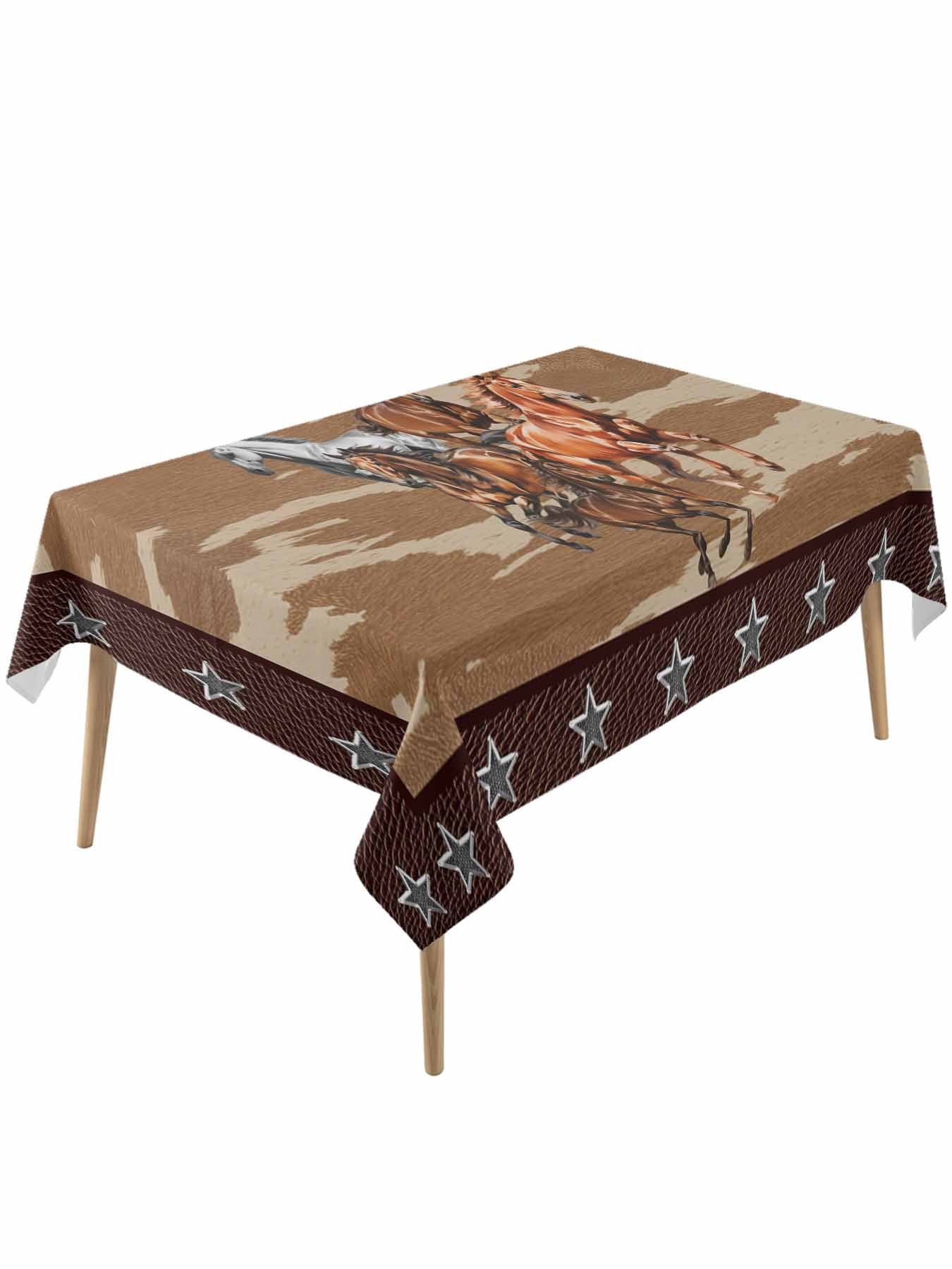 Brown Retro Horse Table Cloth, Waterproof Tablecloth for Rectangle ...
