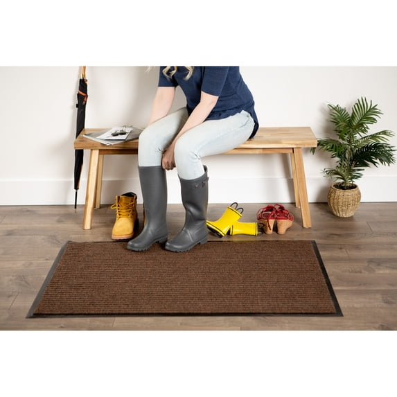 Contemporary Home Living Ribbed Rectangular Outdoor Doormat - 30" x 48"