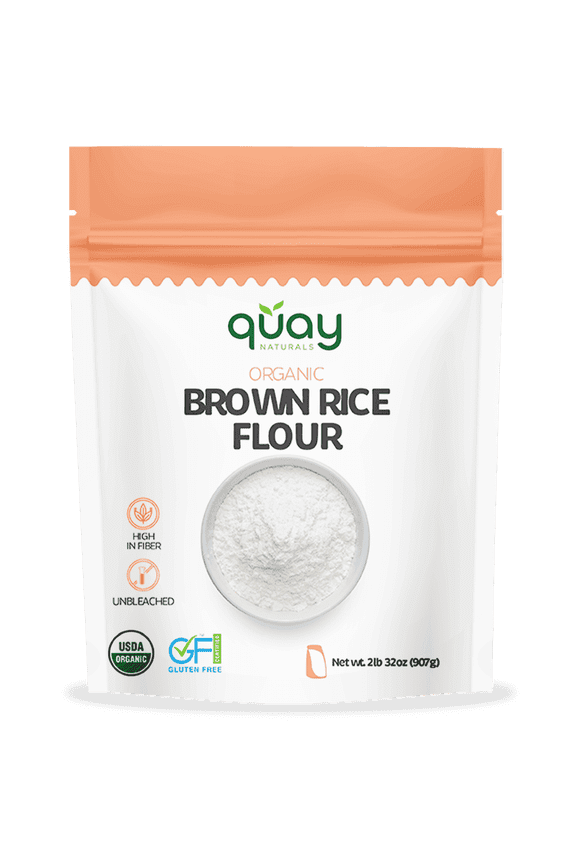 Organic Brown Rice Flour Finely Milled 2 lb Gluten Free, NonGMO, Whole Grain, Vegan Baking Flour, Stone Ground All Purpose Flour
