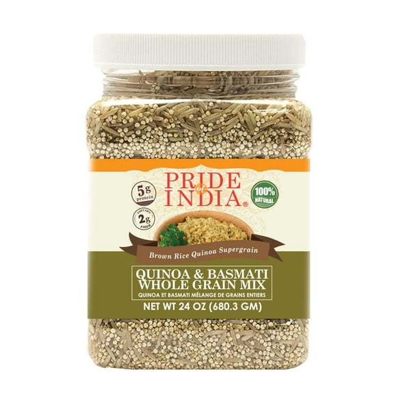 Pride Of India - Quinoa & Basmati Whole Grain Mix - Brown Rice Quinoa Supergrain, 1.5 Pound Jar