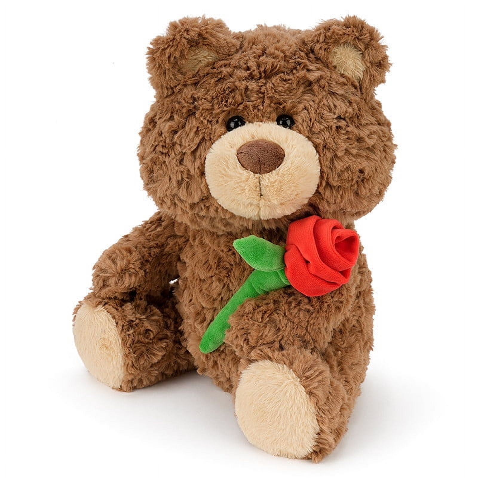 Brown Rose Bear Plush Toy Holding Flowers Valentines Day Confession ...
