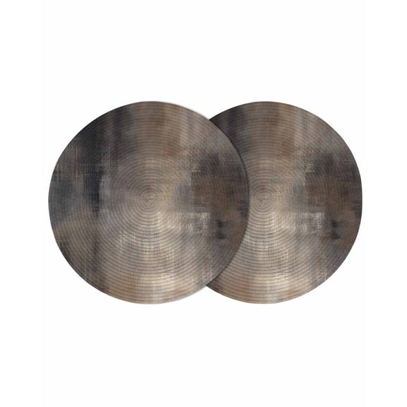 Brown Round 13 Inch Placemats Set of 2, Modern Abstract Art Ombre Oil Painting HeatResistant Non Slip Place Mats for Dining Table, Wipeable Braided Kitchen Table Mats for Housewarming