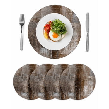 Navy Blue Grey Round 15 Inch Placemats Set of 4, Modern Ombre Oil ...