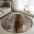 thumbnail image 1 of Brown Round Area Rug 3.3 FT, Non Slip Small Entryway Kitchen Mat, Retro Oil Painting Modern Abstract Art Aesthetics Washable Soft Circular Rug Non-Shedding Door Mat for Bathroom Playroom Kids Room, 1 of 9