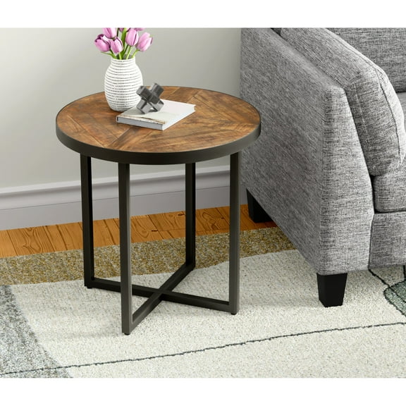 Brown Round End Table - Solid Wood, 24" In All Directions, Quick And Simple Setup , 24"x24"x24", Assembly Procedure, Home
