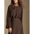 thumbnail image 1 of Brown Round Neck Batwing Sleeve Elegant Midi Dress For Women, 1 of 7