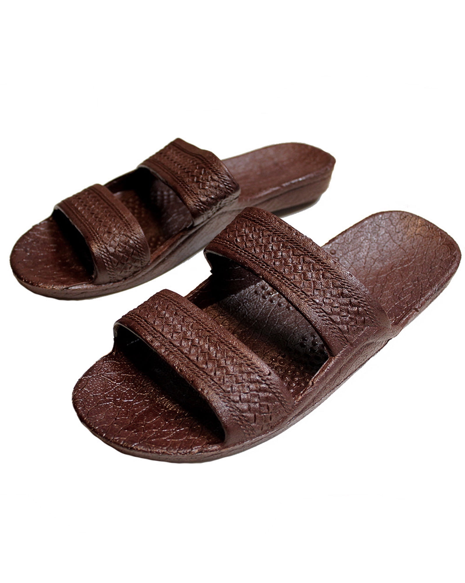 Brown Rubber Slide on Sandal Slippers Double Strap, Dark  display picture 1