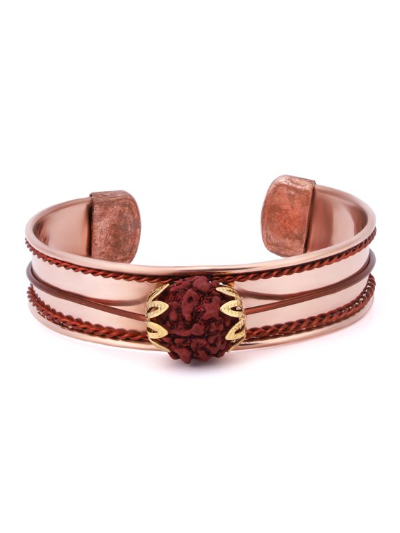 Brown Rudraksha Kada Bracelet Adjustable Spiritual Wristband for Men & Women | Natural Beads for Energy, Meditation & Healing | Free Size | Perfect for Raksha Bandhan Gift