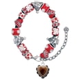 thumbnail image 1 of Brown Ruffle Heart Red Christmas Bead Bracelet, 1 of 4