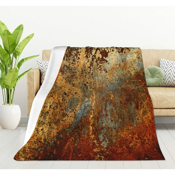Brown Rust Colorful Metal Rusty Steel Iron Structure Blanket Throw Blanket Soft Comfortable for Sofa Chair Bed Office 40" x50