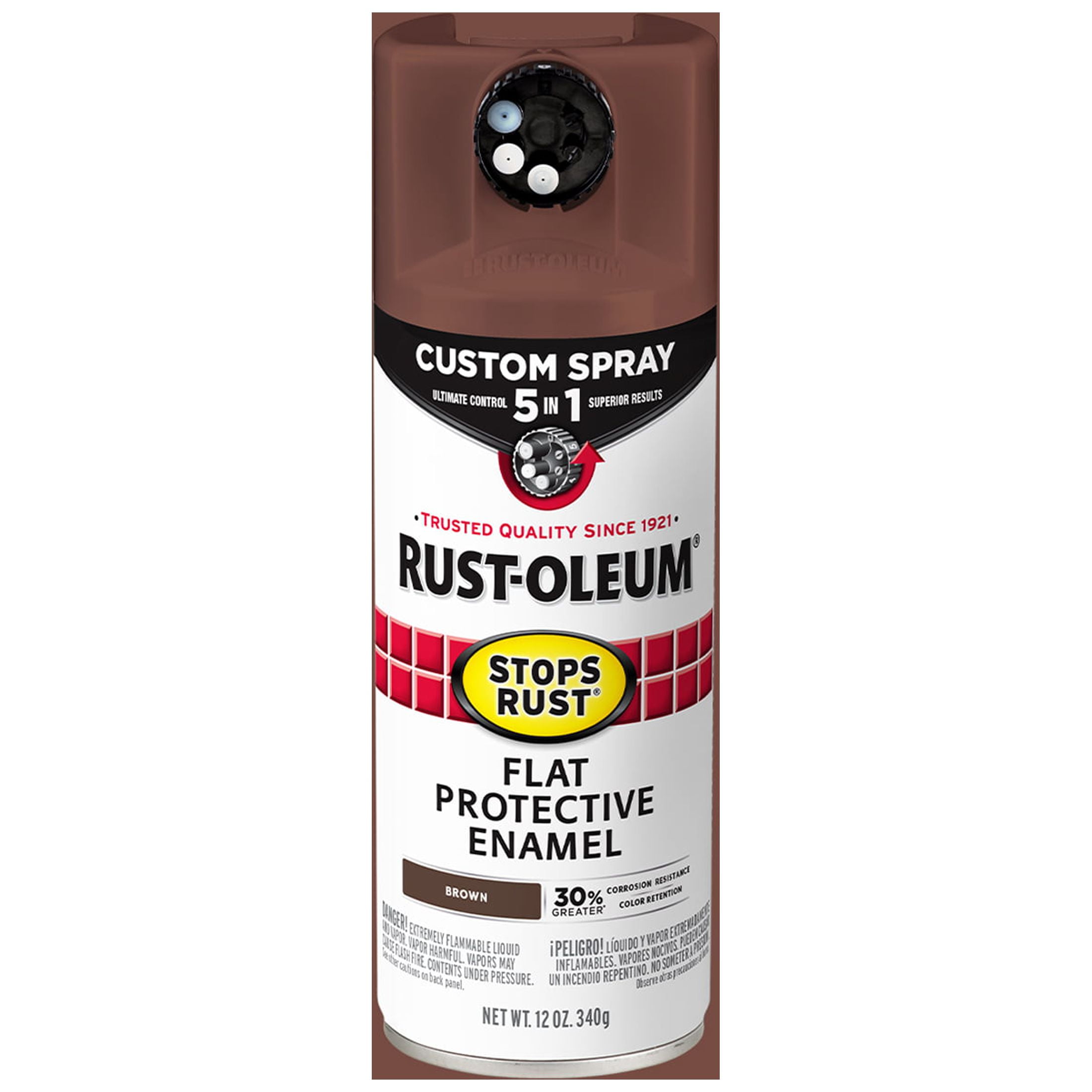 Brown, RustOleum Stops Rust Custom Sprays 5 in 1 Flat Spray Paint 12