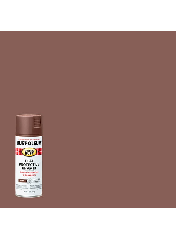 Brown, Rust-Oleum Stops Rust Flat Protective Enamel Spray Paint, 12 oz, 6 Pack