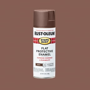 Brown, Rust-Oleum Stops Rust Protective Enamel Flat Spray Paint-214085, 12 oz