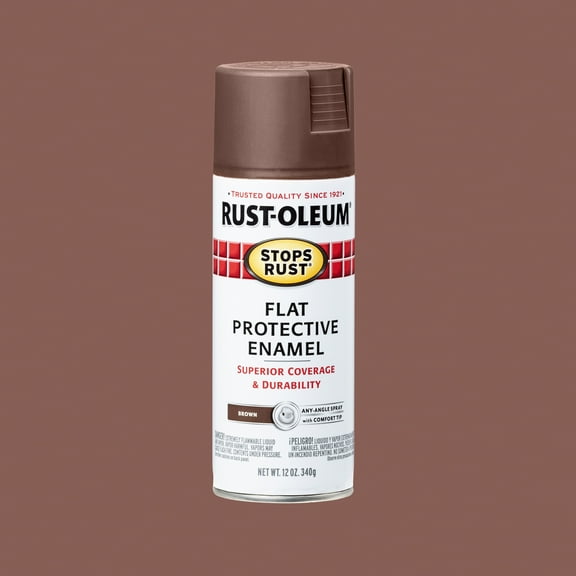 Brown, Rust-Oleum Stops Rust Flat Protective Enamel Spray Paint-214085, 12 oz