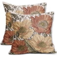 thumbnail image 1 of Brown Rust Red Vintage Floral Pillow Covers 18x18 Rustic Flowers Botanical Print Decorative Throw Pillows Outdoor Country Decorations Pillow Cases for Couch Sofa Bed Decor Set of 2, 1 of 6