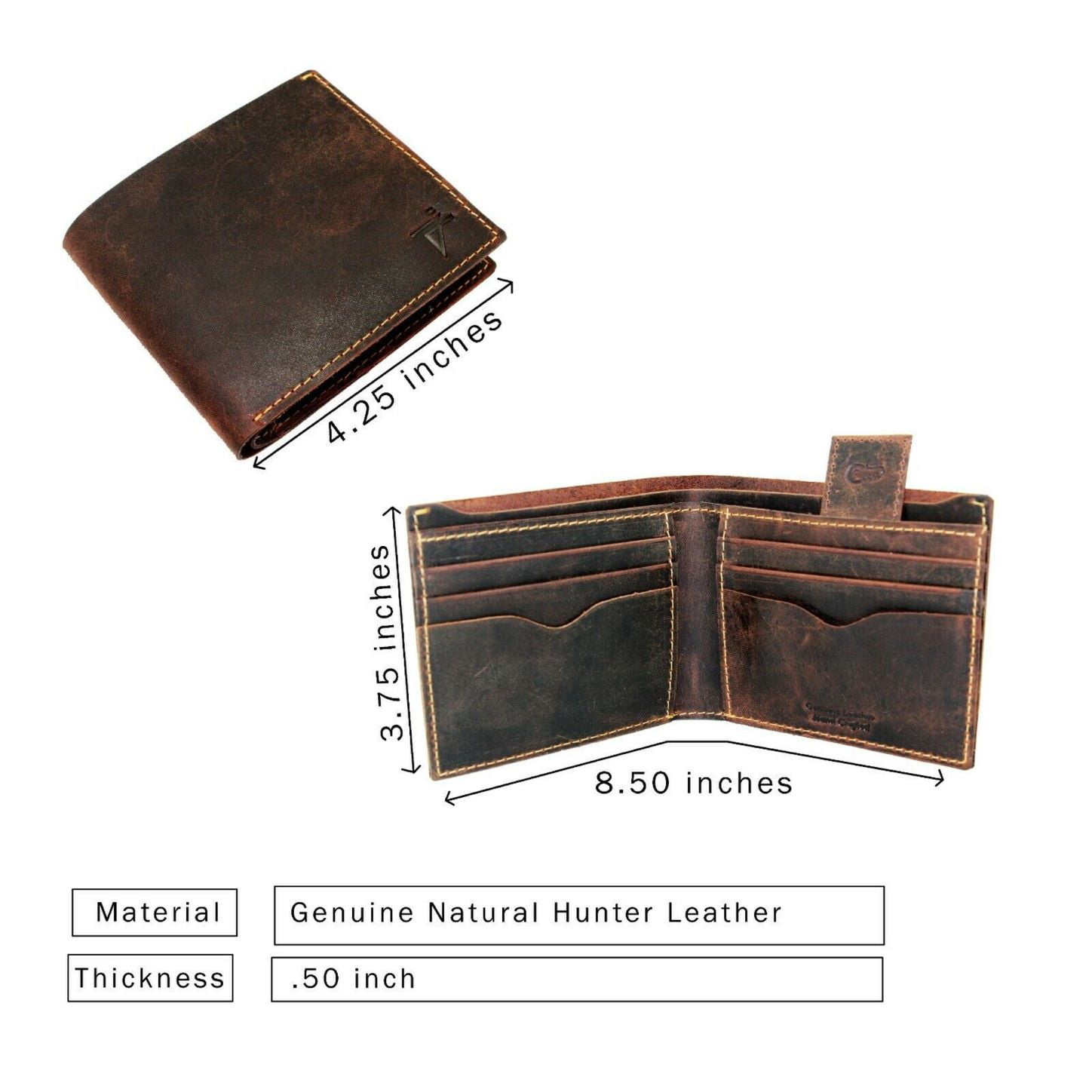 ★you a use★ Wonder wallet Tan brown(fullup) Brown Rustic Texture Pure Leather Bi-Fold Wallet for Men's