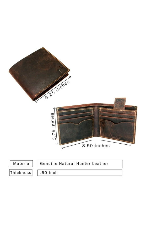 Brown Rustic Texture Pure Leather Bi-Fold Wallet for Men's Key Holder J383 Adult Hipster By JTC